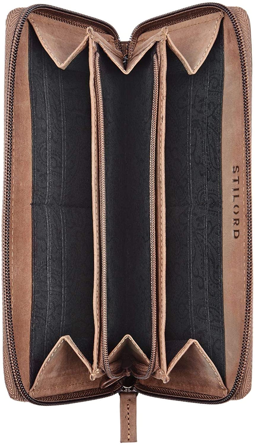STILORD 'Aurelia' Leather Purse for Women Brown Vintage with Flowers Large Wallet with Coin Storage 12 EC-Cards Horizontal in Genuine Cow Hide Leather - Image 4