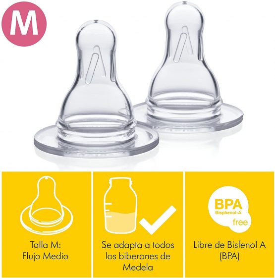 Medela Medium Flow Breast Milk Bottle Teats - Pack of 2 BPA-Free Spare Teats Made for Use with Medela Baby Bottles - Image 3