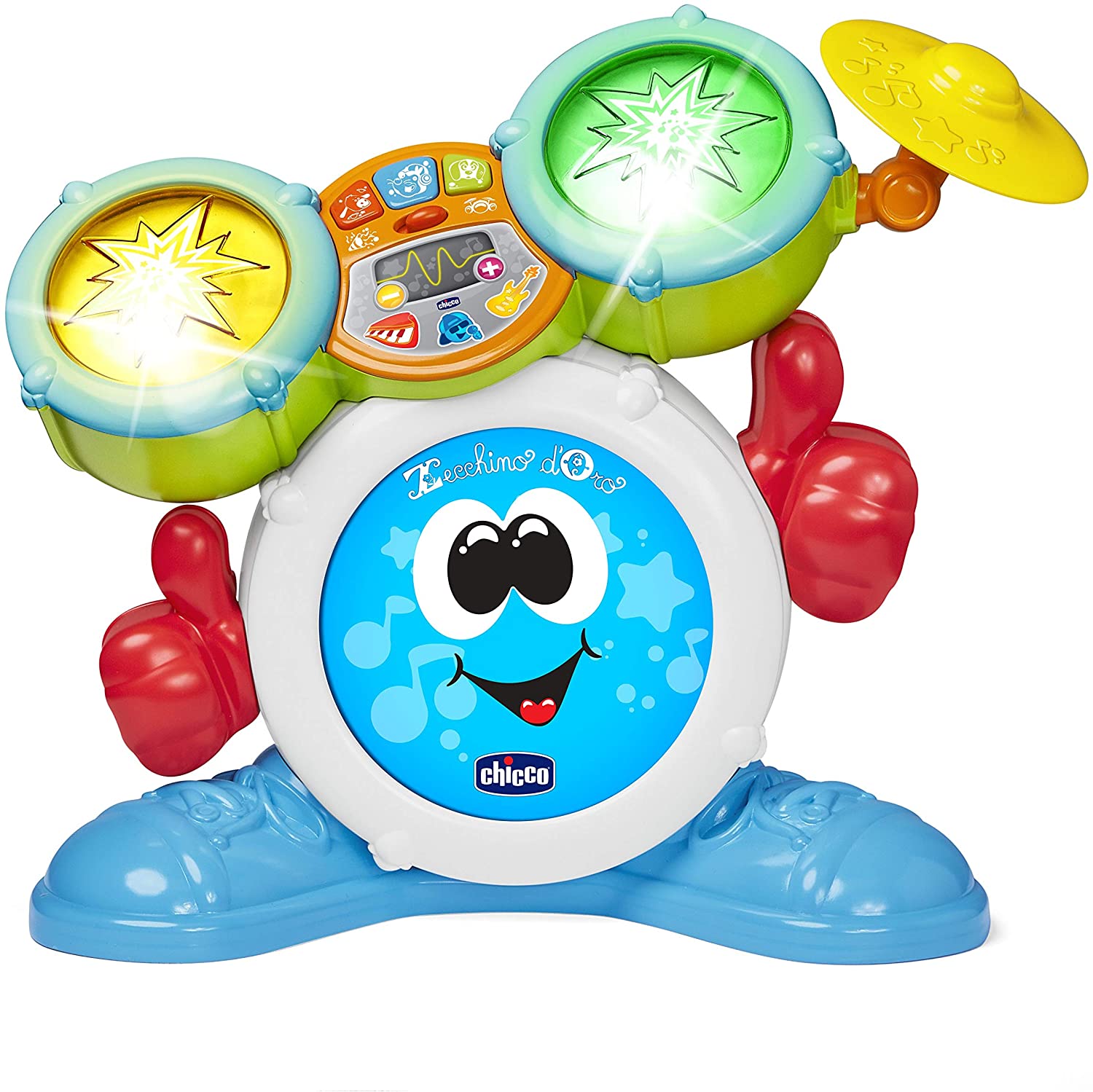 Chicco Rock Band Drums, Kids' Drums, Upgradable Electronic Musical Instruments with 4 Kinds of Music and Lights