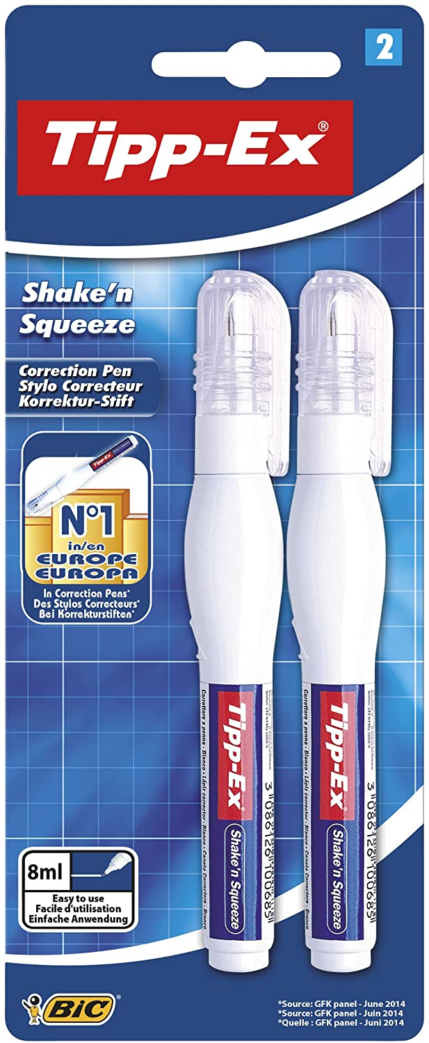 Tipp-Ex Shake'n Squeeze Correction Pens – 8 ml, Pack of 2