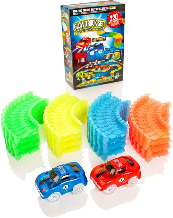 Create-A-Track 220 Piece Flexible Race Track with 2 Light Up Cars Playset - Racing Cars Construction Toy For Boys or Girls Age 3-6 - Image 4