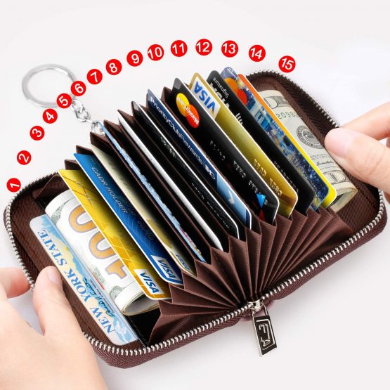 FurArt Credit Card Wallet, Zipper Card Cases Holder for Men Women, RFID Blocking, Key Chain, Compact Size - Image 3