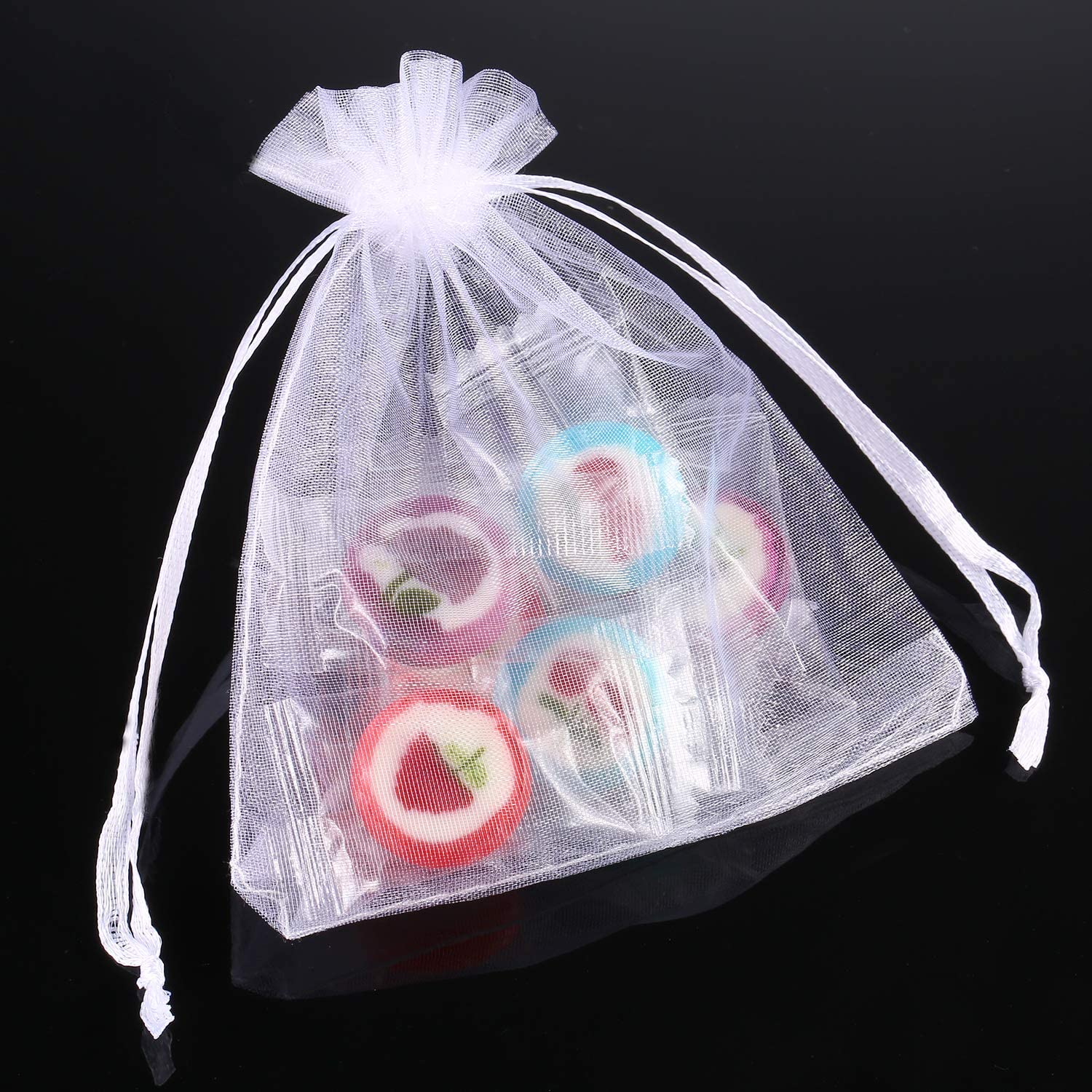 Mudder 50 x White Organza Gift Bags Wedding Party Jewellery 10 cm x 12 cm, 1 count (Pack of 50) - Image 3