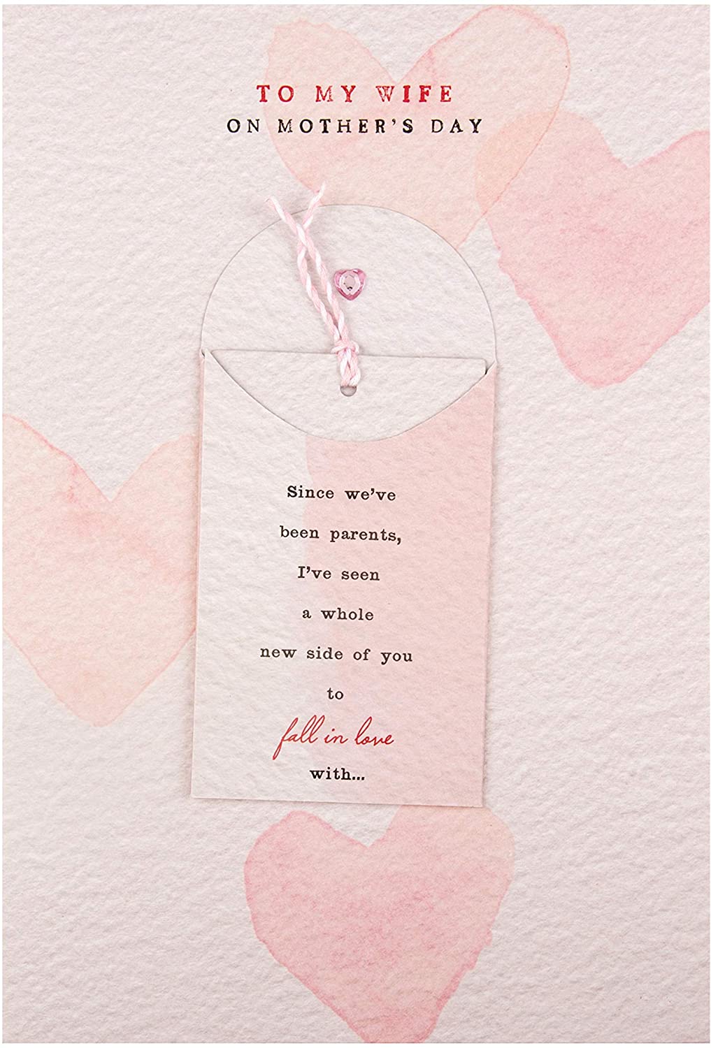 Hallmark Wife Mothers Day Card, Mothers Day Card for Wife Mothers Day Keepsake, From Husband, Hearts, Pink