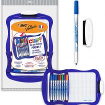 BIC Velleda Cliiip Whiteboard Set 21 x 31 cm Wiper 8 Erasable Markers Assorted Colours