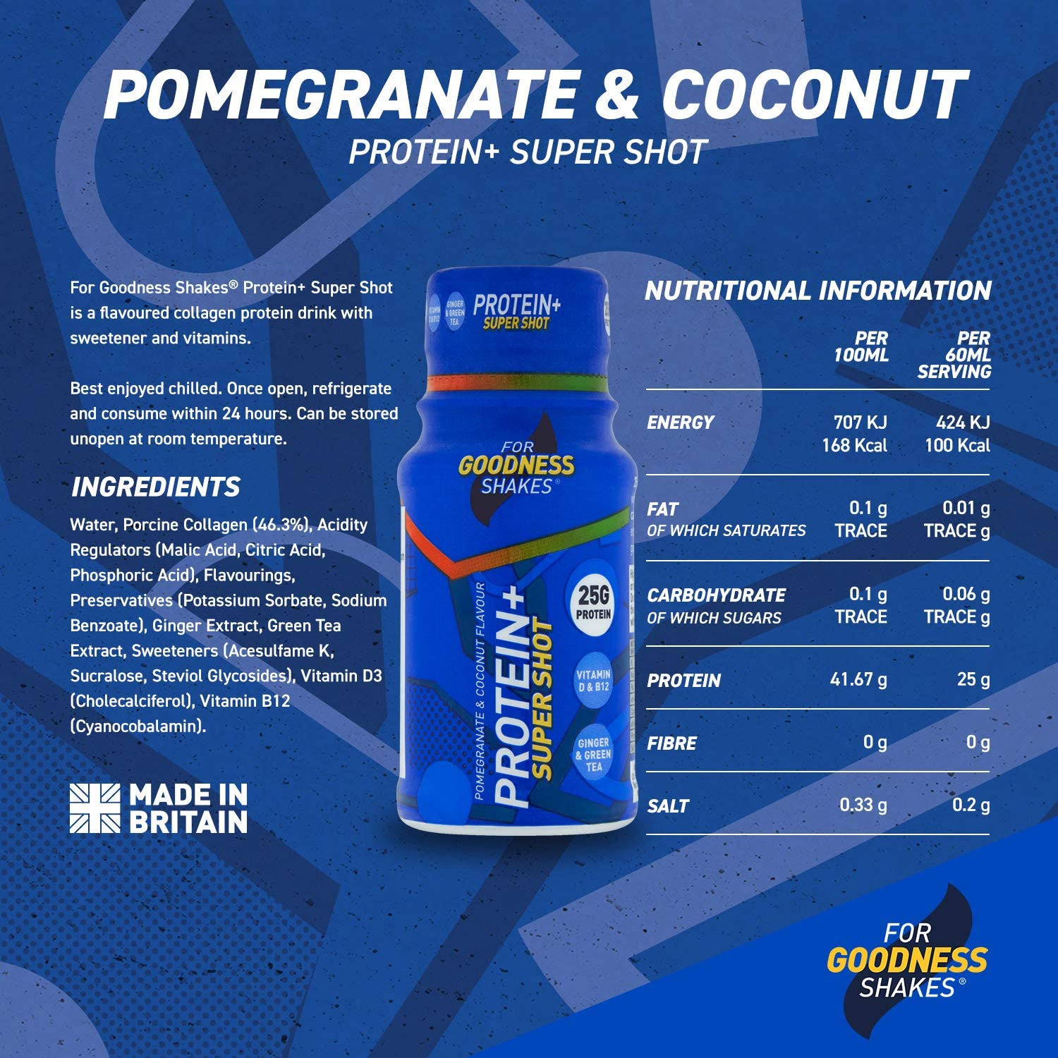 For Goodness Shakes Protein+ Super Shot, 25g Pure Protein, Pomegranate & Coconut Flavour, Carb-Free, 100 Calories - Image 4