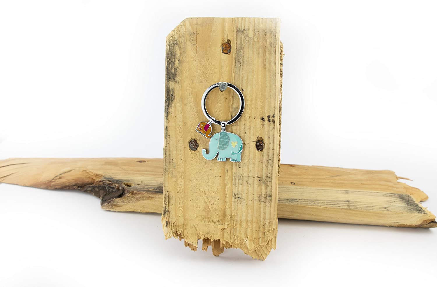 TROIKA RÜSSELBANDE, KR18-12/CH, Keyring with 2 Charms, Elephant, pachyderms, Proboscis, Trunk, Faithful - Image 3