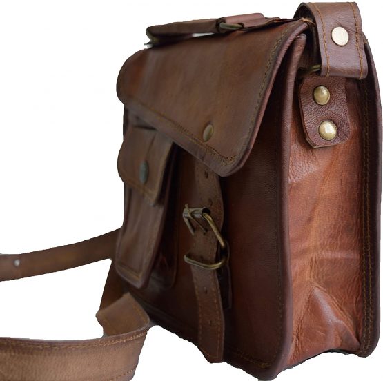 small Leather messenger bag shoulder bag cross body vintage messenger bag for women & men satchel (7 x 9) - Image 2