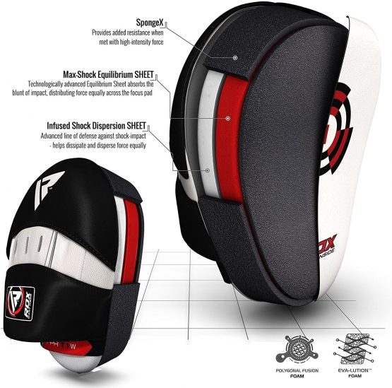 RDX Boxing Pads Focus Mitts Maya Hide Leather Curved Hook and Jab Target Hand Pads Great for MMA, Kickboxing, Martial Arts, Muay Thai, Karate Training Padded Punching, Coaching Strike Shield - Image 4