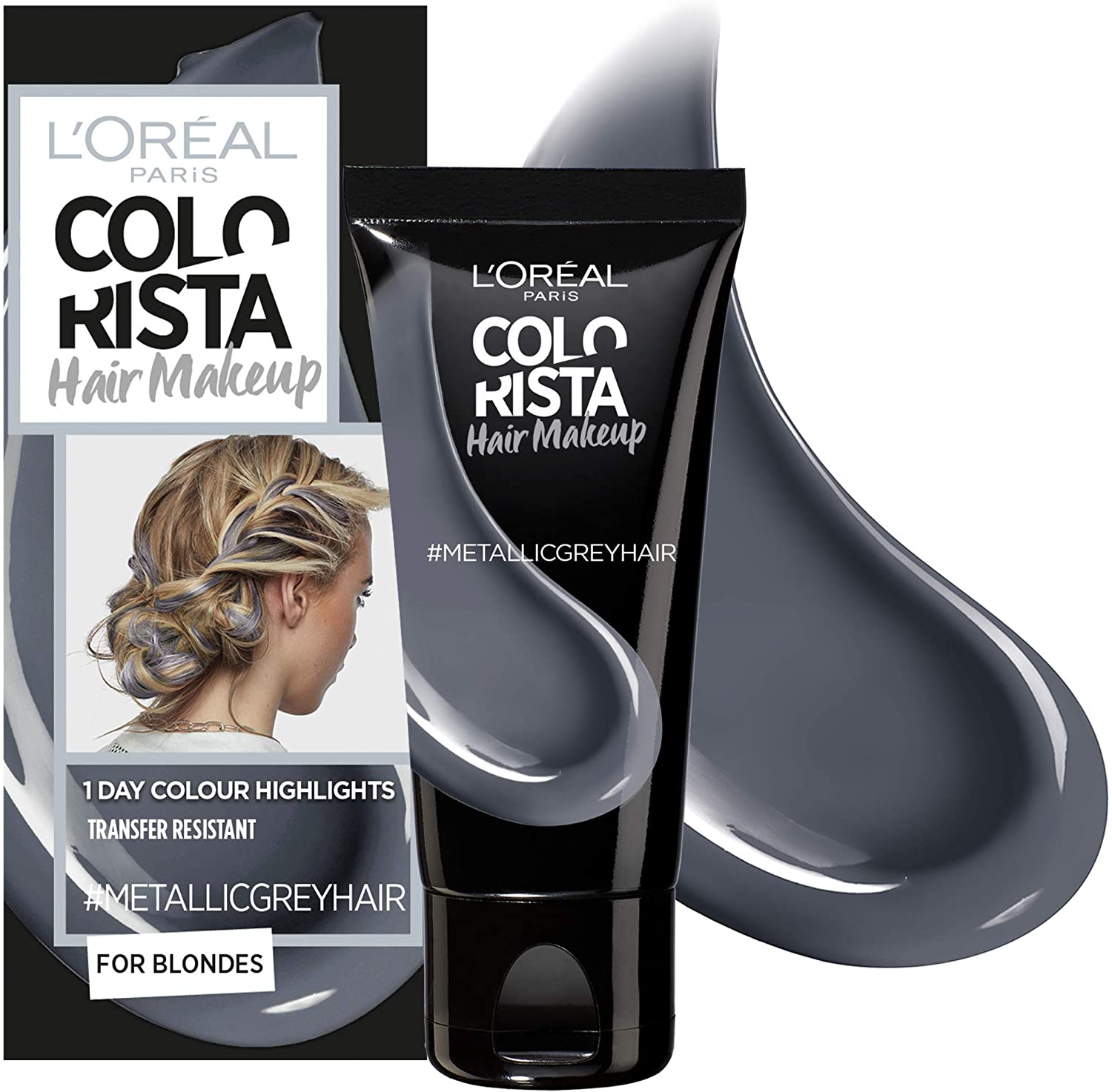 L'Oreal Colorista Hair Makeup Metallic Grey Blonde Temporary Hair Colour 30ml, 30 ml (Pack of 1)