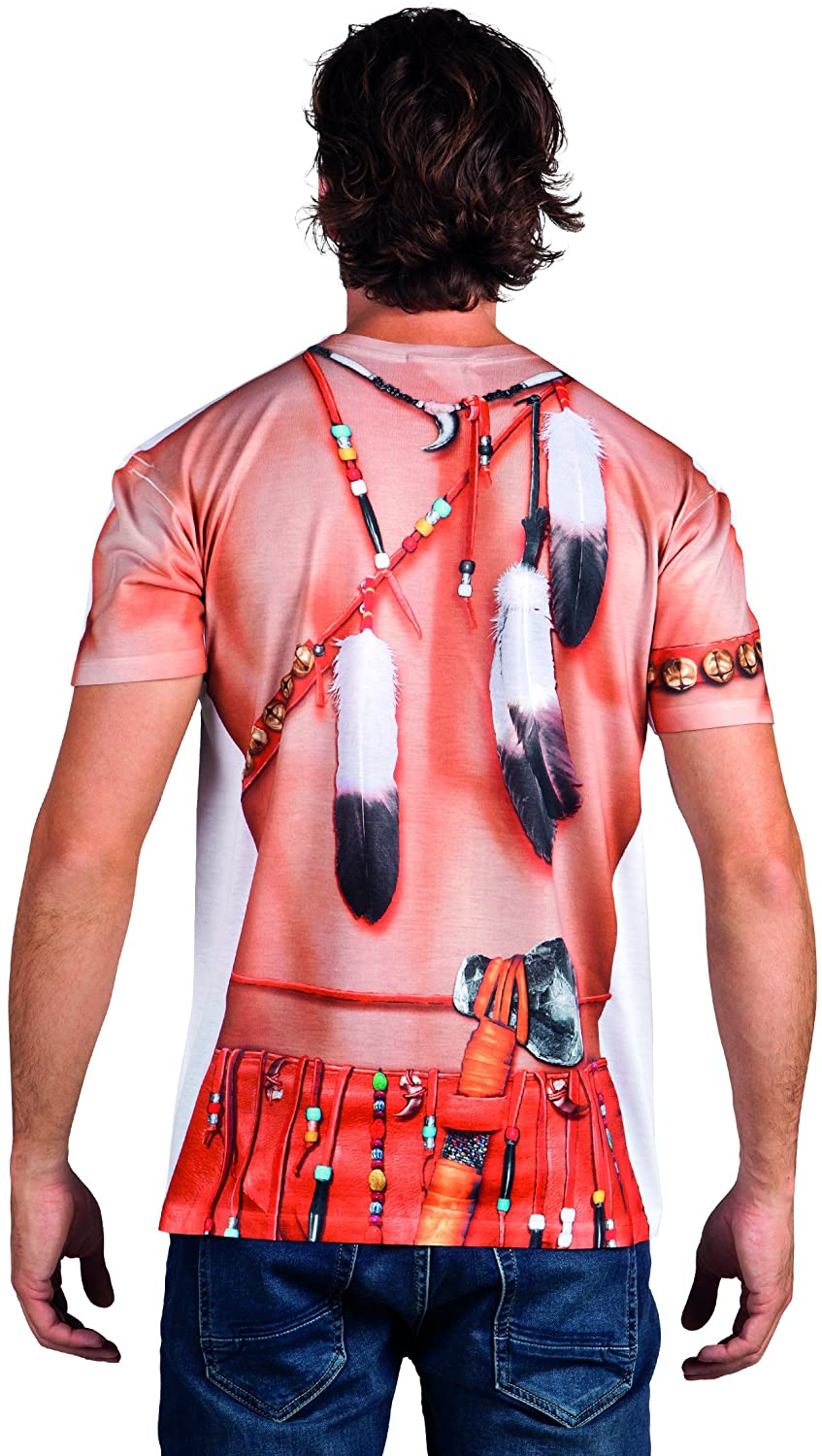 Boland - Photo realistic Indian shirt, costumes for adults T-shirt with motif print, costume, carnival, theme party - Image 2
