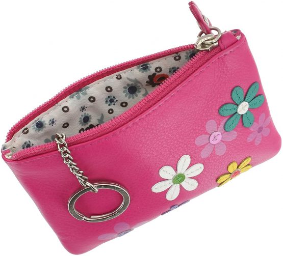 Mala Leather CARA Collection Coin Purse with Keyring 4108_73 Pink - Image 2