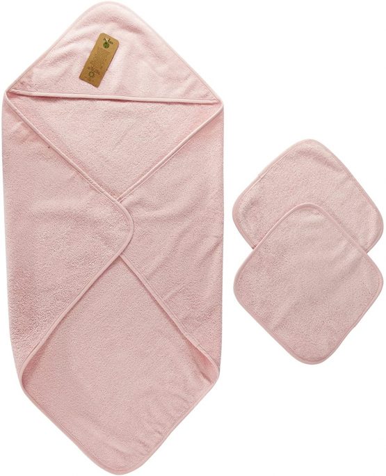 Arus Baby Organic Turkish Cotton Terry Hooded Towel Terry Wipes Wash Cloth Set, Blue, 0-6 Months