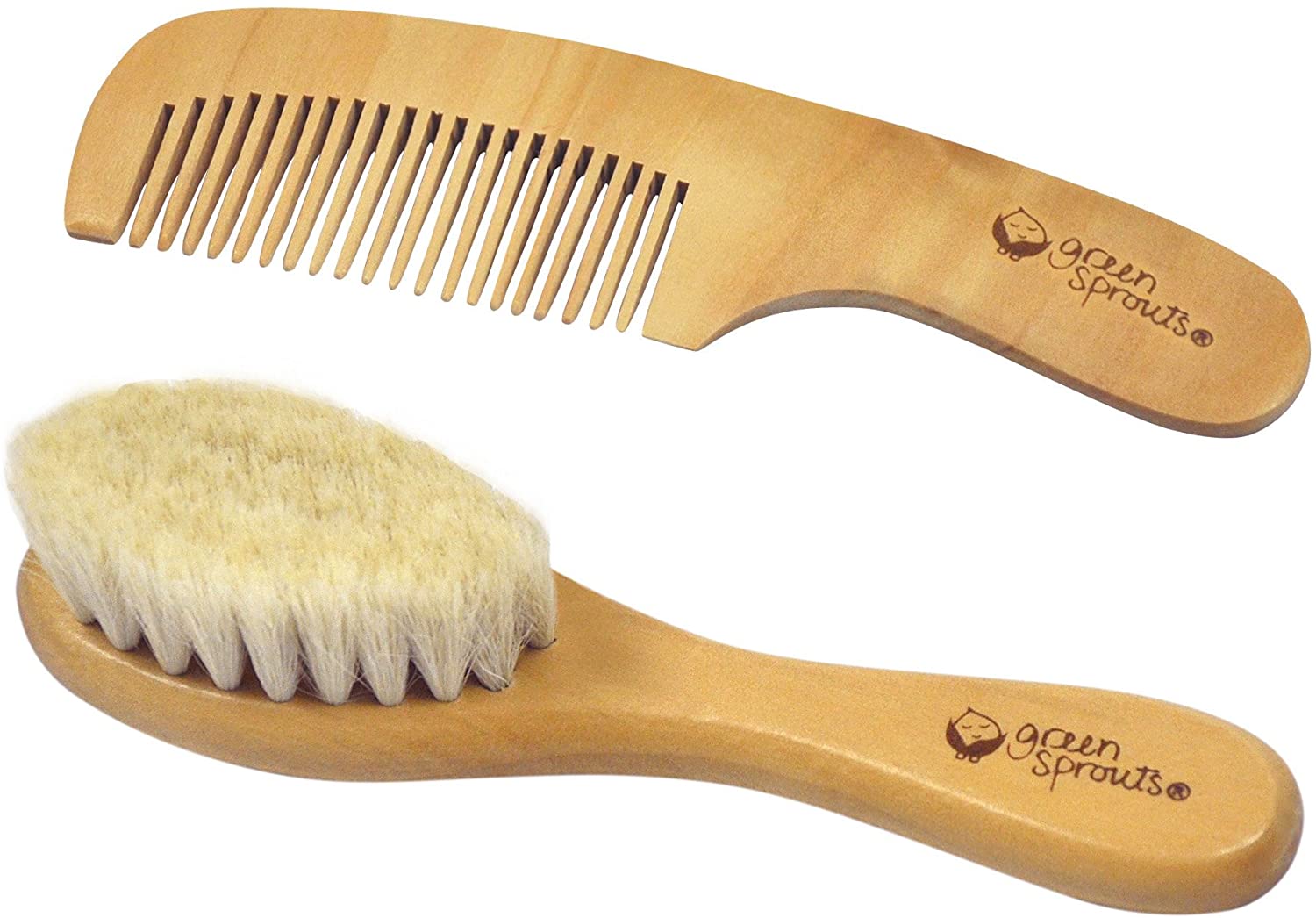Green Sprouts Wooden Brush and Comb Set, Natural