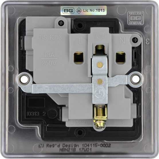 BG Electrical NBN21B-01 Single Switched Power Socket, Black Nickel, 13 Amp, 2.3 cm*8.6 cm*8.6 cm - Image 4