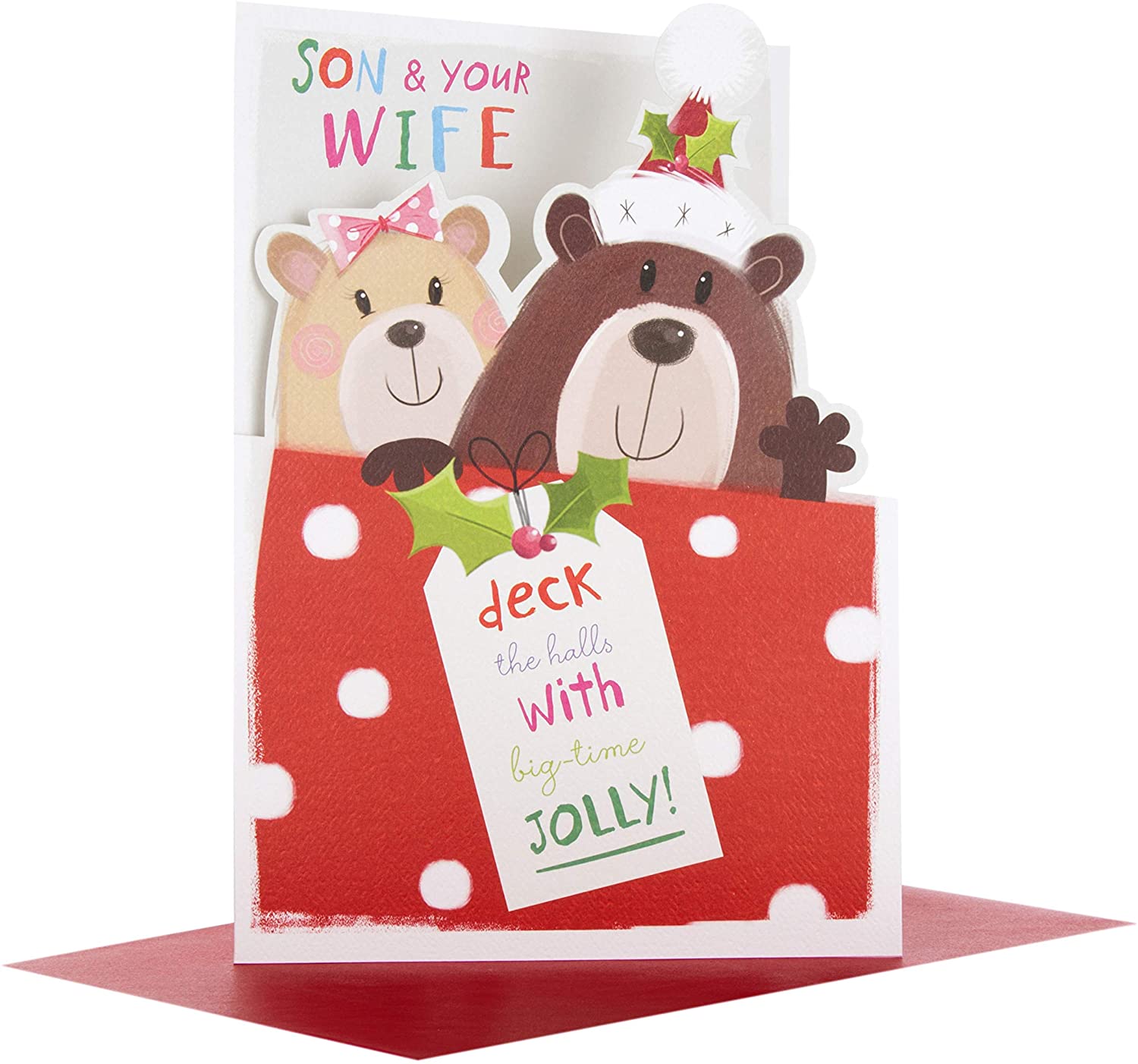 Hallmark 25497920 Son and Wife Medium Christmas Card "Festive Fun"