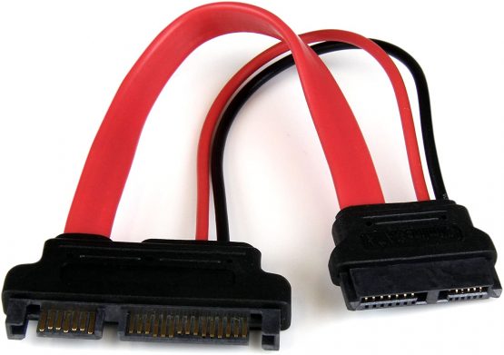 StarTech SLSATAADAP6 6 Inch Slimline SATA to SATA Adapter with Power, Slim SATA (F) to SATA (M), Slimline Serial ATA to SATA, Red
