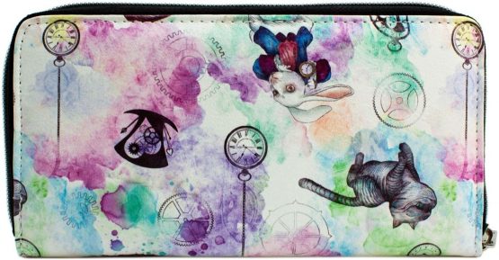 Alice In Wonderland Through The Looking Glass Coin & Card White Clutch Purse - Image 4