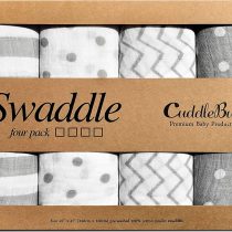 Cuddlebug Muslin Baby Swaddle Blankets for Boys and Girls 0 to 3 Months - Large 4 x 4 Feet – Unisex Muslin Cotton (Spots n Stripes)
