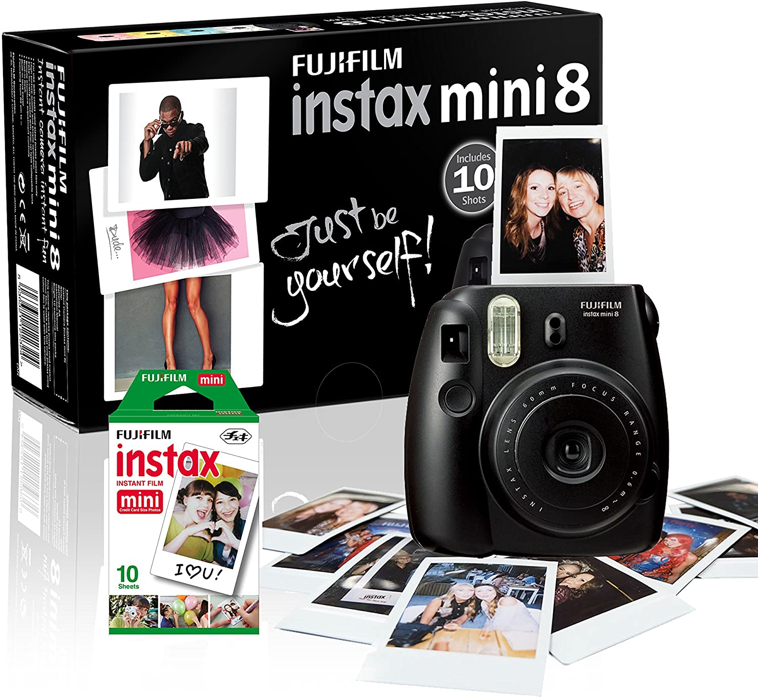 Fujifilm Instax Mini 8 Instant Camera with 10 Shots - Black