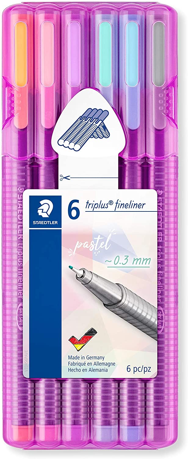 STAEDTLER 334 SB6 PA Triplus Fineliner Superfine Point Pens, 0.3 mm - Assorted Pastel Colours (Pack of 6) - Image 2