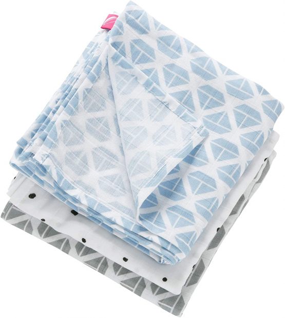 Motherhood Premium Burp Cloths, Cloth Nappies, Muslin Nappies, Set of 3, 謐o-Tex Standard 100, 100% Pure Cotton, 70 x 80 cm, s Blue - Image 3