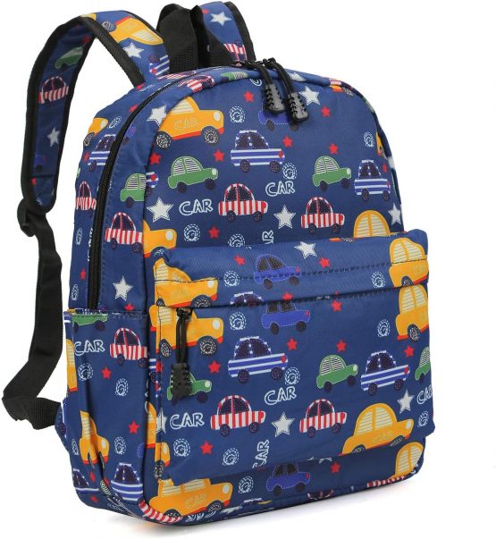 Kid Book Backpack Baby Child School Bag Kindergarten Canvas Daypack Cartoon Coin Purse(Darkblue,M)