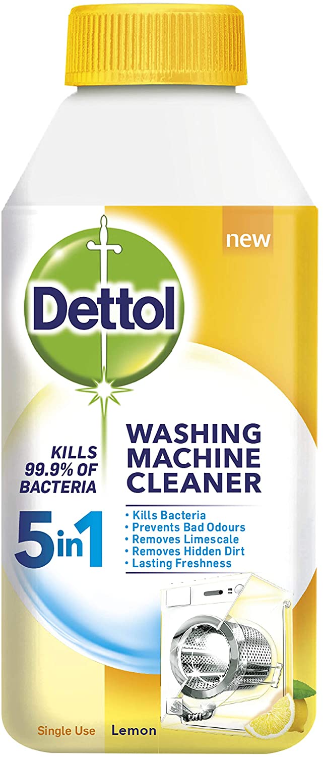 Dettol, Washing Machine Cleaner, Lemon Scent, 250ml, Antibacterial, Removes Bacteria, Bad Odours, Limescale and Hidden Dirt