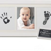 Beautiful Baby Handprint Kit & Footprint Photo Frame for Newborn Girls and Boys, Unique Baby Shower Gifts Set for Registry, Memorable Keepsake Box Decorations for Room Wall or Nursery Decor