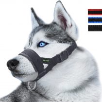 ILEPARK Nylon Soft Dog Muzzle for Dogs Prevent Anti Biting, Barking and Chewing, Adjustable Loop (M, Black)