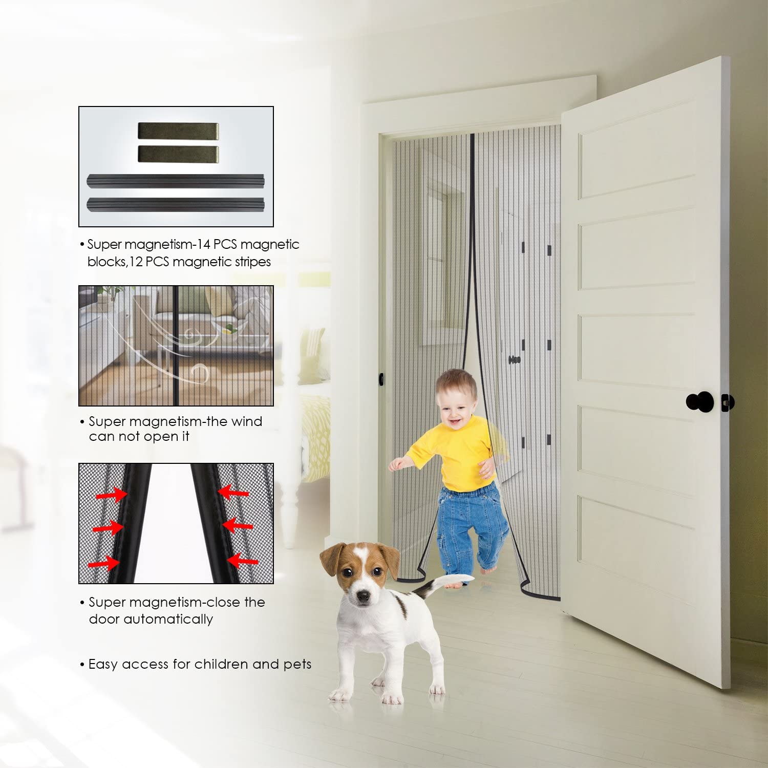 MYCARBON Magnetic Fly Screen Door, Upgrade Enhanced Screen Mesh, Powerful Magnets - Image 4
