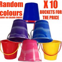 Set Of 10 Mixed Colour Small Beach Buckets