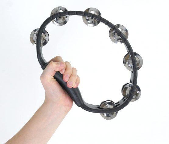 Meinl Percussion HTMT1BK Tambourine (ABS Plastic) with Nickel-Plated Steel Bells (2 Rows) Hand Model Black - Image 2