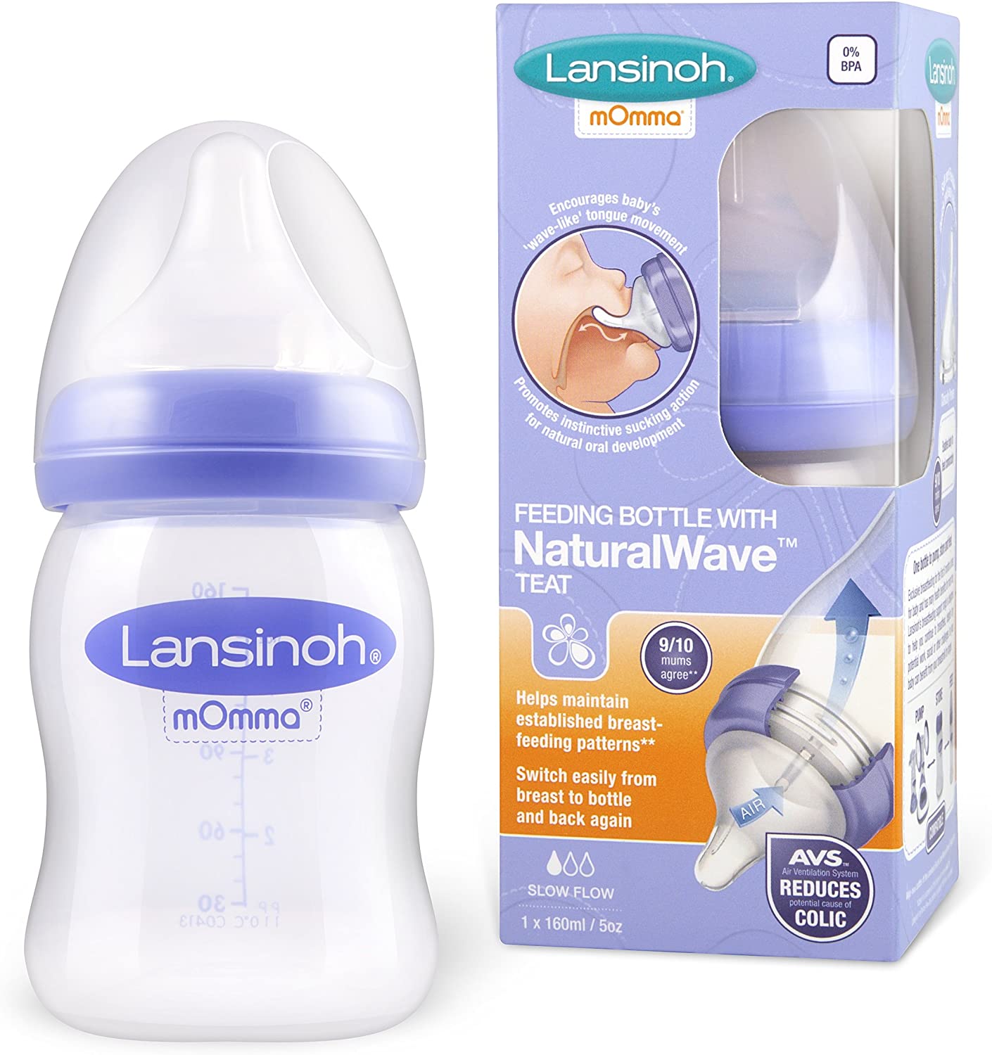 Lansinoh Momma Feeding Bottle with NaturalWave Teat (160 ml) - Image 2