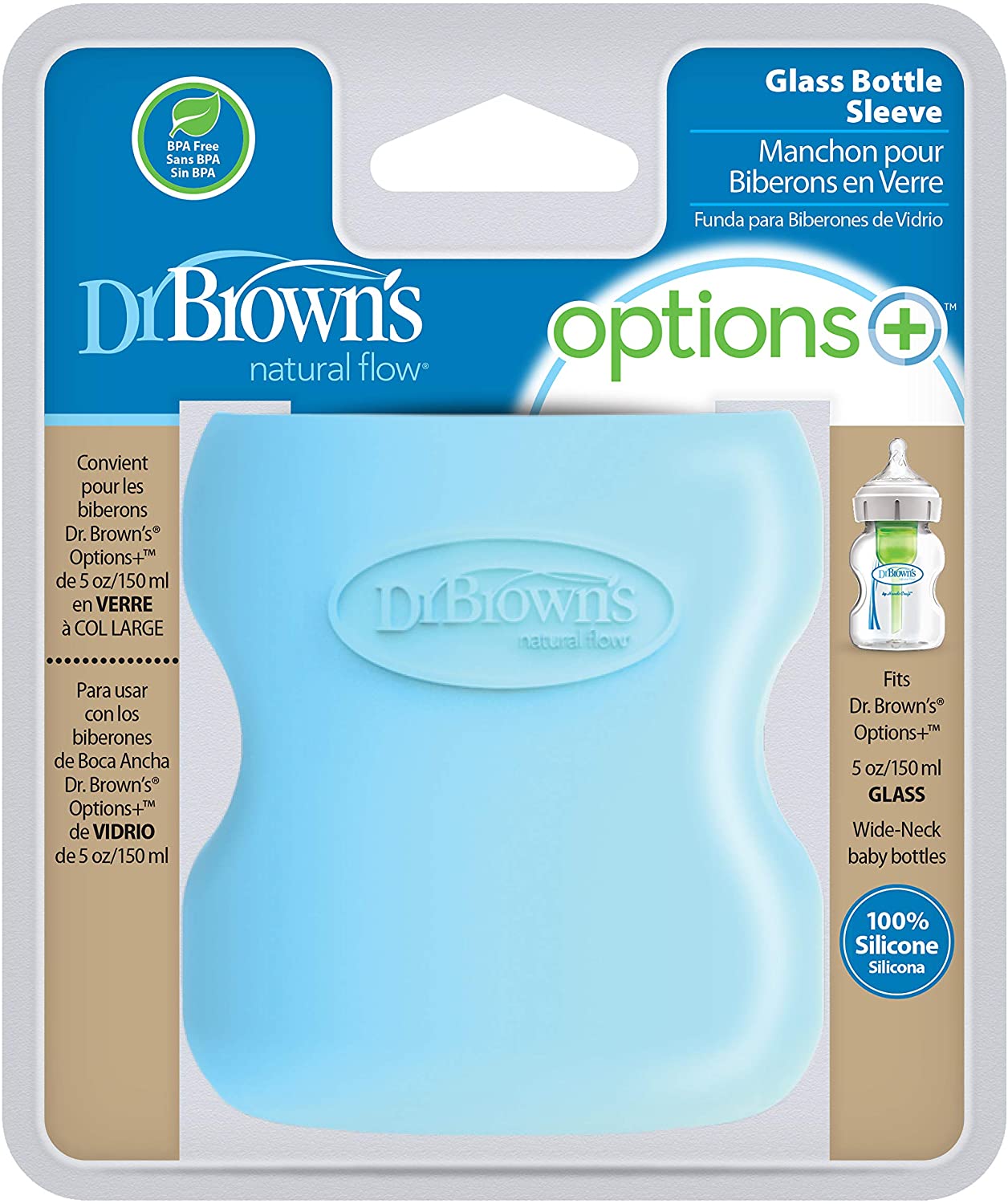 Dr Brown's Options Glass Bottle Sleeve, 150 ml, Blue - Image 2