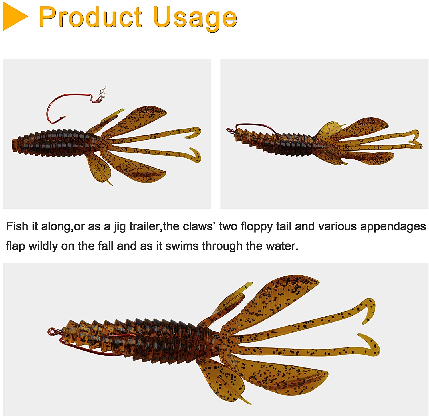 JSHANMEI Soft Plastic Fishing Lures Kit Crawfish Lobster 12Pcs Rage
