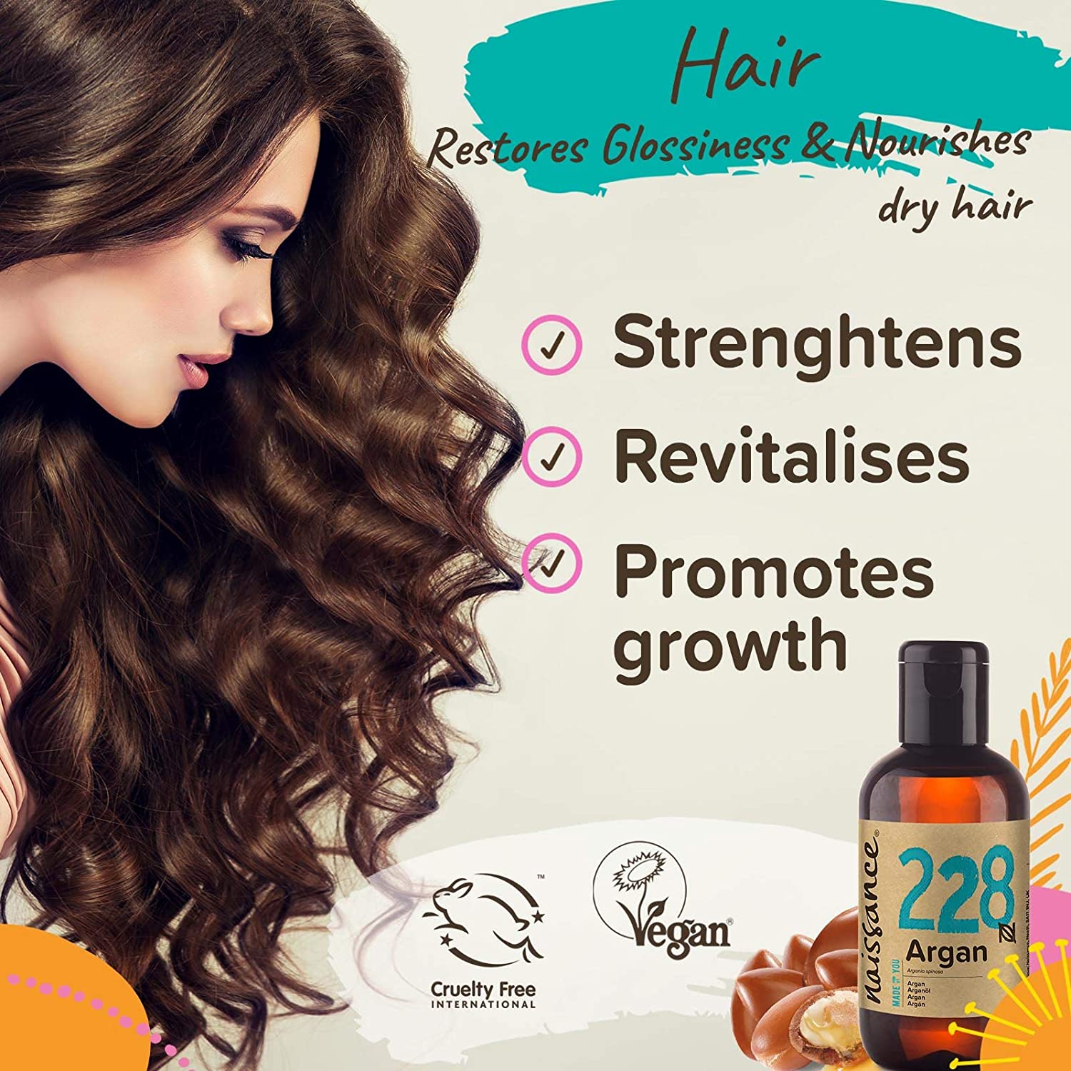 Naissance Argan Oil (no. 228) 100ml, Natural Growth Hair Mask, Anti-Ageing, Antioxidant, Vegan, Growth, Hexane Free, No GMO - Image 2