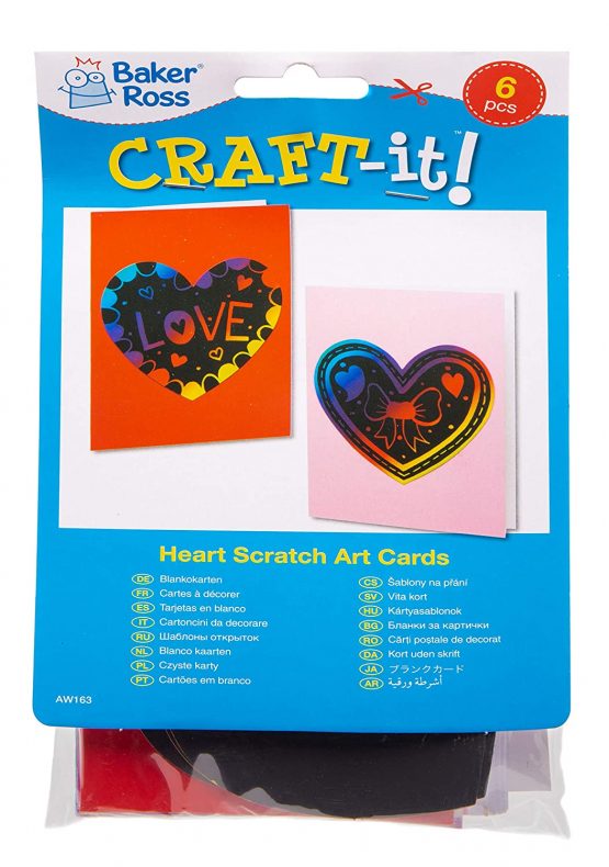 Baker Ross AW163 Heart Scratch Art Greeting Cards - Pack of 6, For Kids to Make, personalize and Gift For Mother’s Day/Valentine’s Day - Image 3