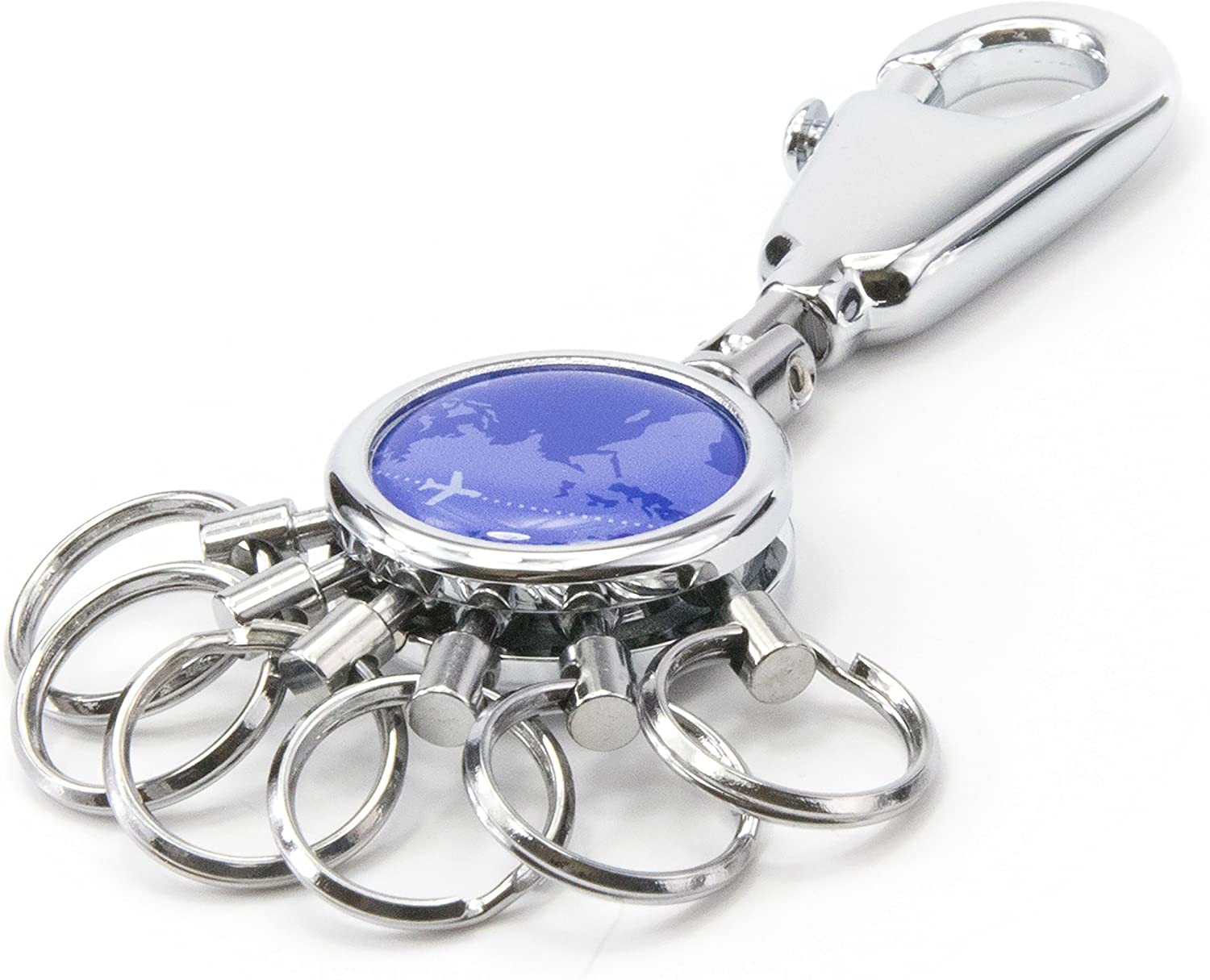 Troika keying around the world, #KYR01-A037, keyring with carabiner hook, 6 exchangeable rings, metal- shiny, chrome plated - Image 4