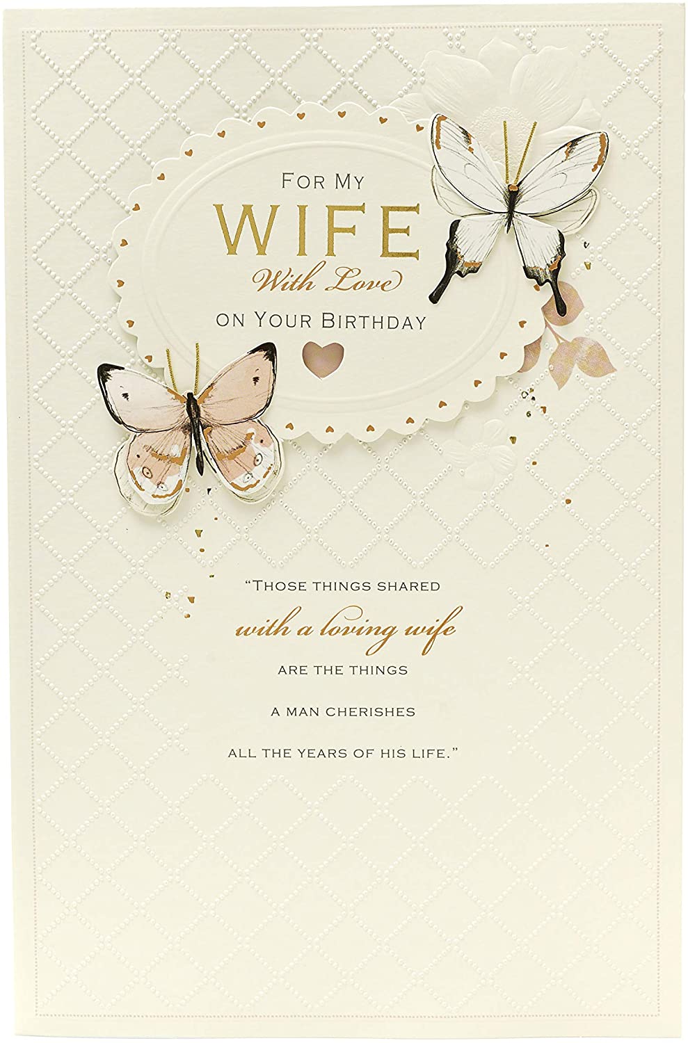 UK Greetings Birthday Card for Wife - Butterfly Design, 194mm x 295mm