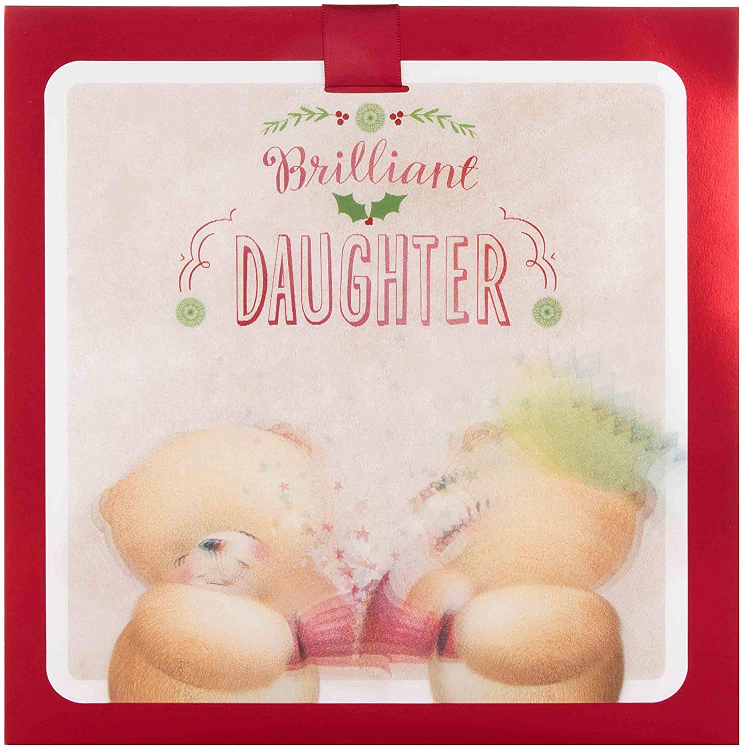 Hallmark 25499056 Large Forever Friends Daughter Christmas Card 'Lenticular', red|brown - Image 2