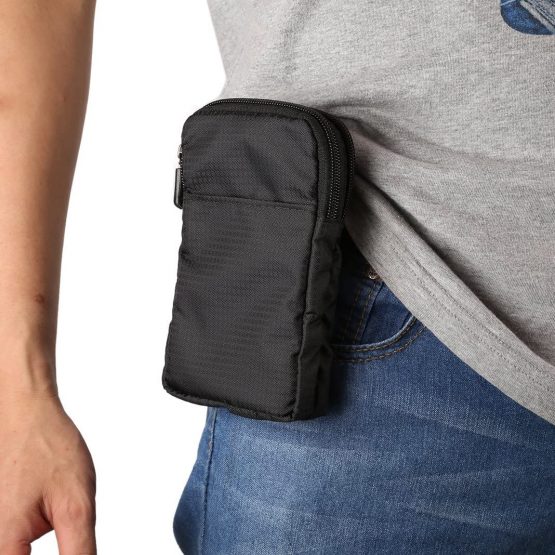 Pouch Waist Bag, Shoulder Messenger Bag, Practical Ladies Men Double Layer Zipper Cross Body Pockets Waist Pack Pocket Bags Belt Pouch Holster Handbag with Locking Carabiner Hook for Work and School - Image 2