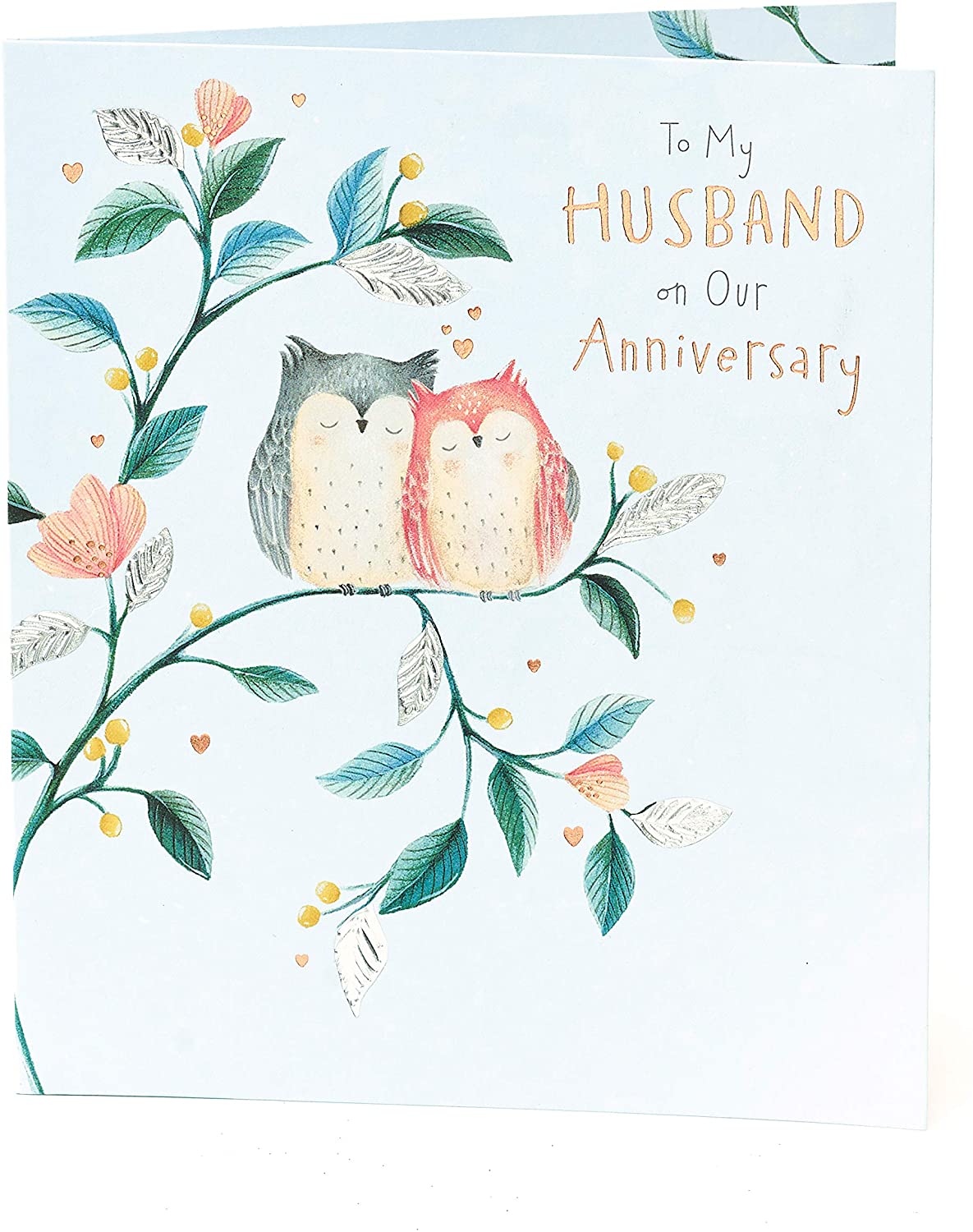 UK Greetings - To My Husband On Our Anniversary Greeting Card Foiled Greetings Cards, Light Blue, 159mm x 184mm - Image 3