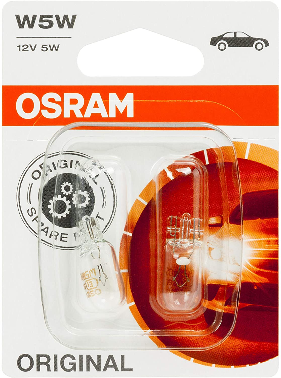OSRAM ORIGINAL W5W halogen, position and number plate light, 2825-02B, 12V, double blister (Pack of 2), white/clear - Image 3