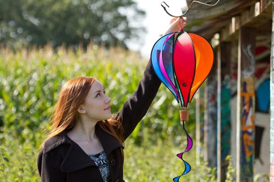 Windspiration Hot Air Balloon Twist Garden Wind Spinner, Rainbow - Image 2