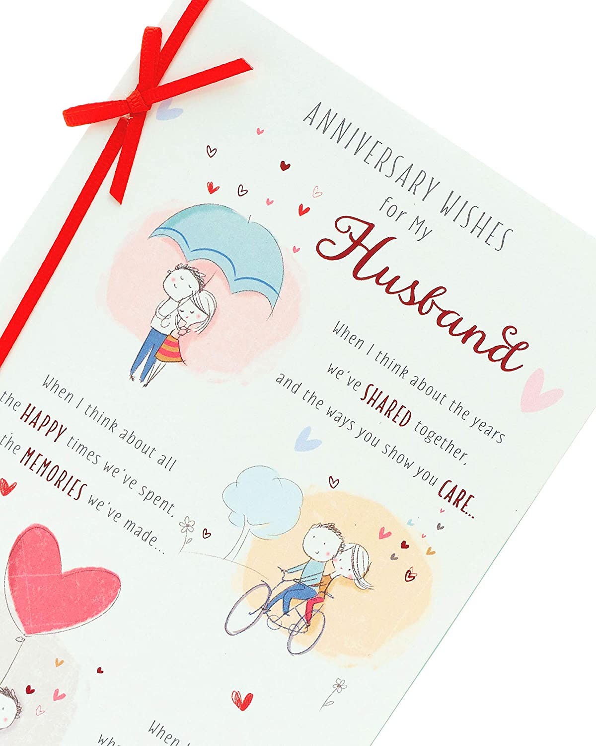 UK Greetings Wedding Anniversary Card for Husband - Sweet Design, Multi, 137 mm x 210 mm - Image 4