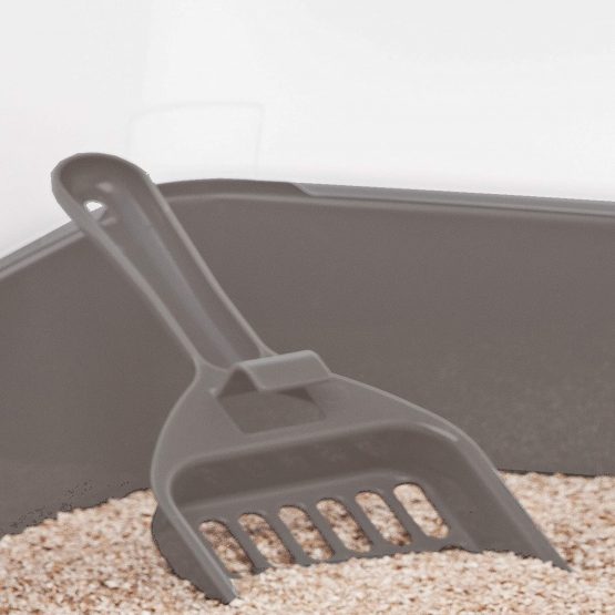 Iris Ohyama, Cat litter tray with high sides, no litter spill, removable high rim, entrance height: 15 cm, scoop included, for cat - Cat Litter Box CLH-12 - Taupe - Image 3