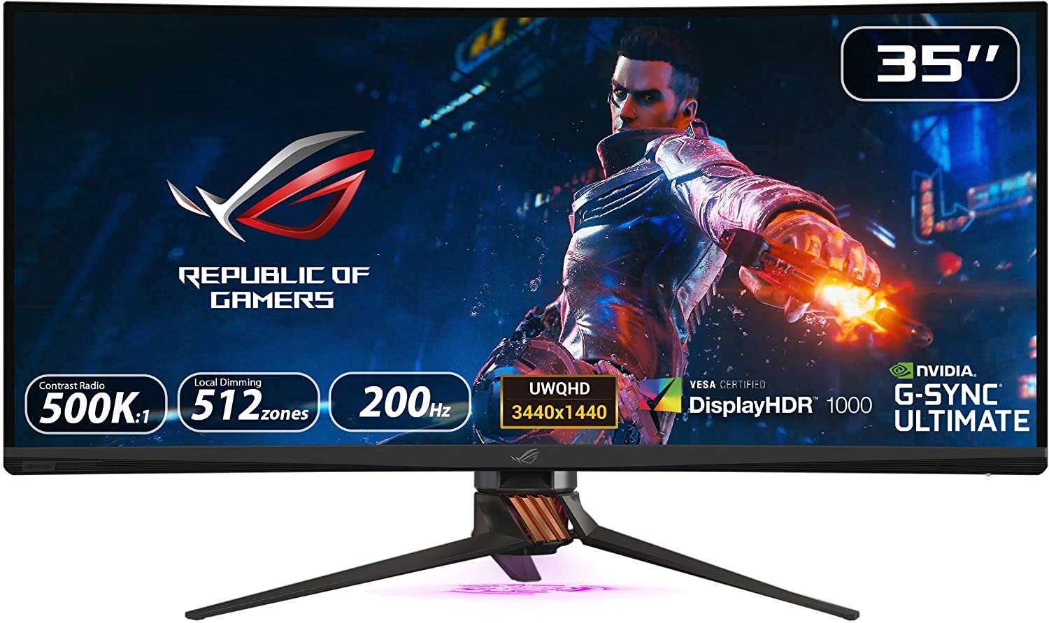 ASUS ROG Swift PG35VQ Ultra-Wide HDR Gaming Monitor, 35 Inch 21:9 3440 x 1440, FALD 512 Zones, Overclockable 200Hz, 2ms