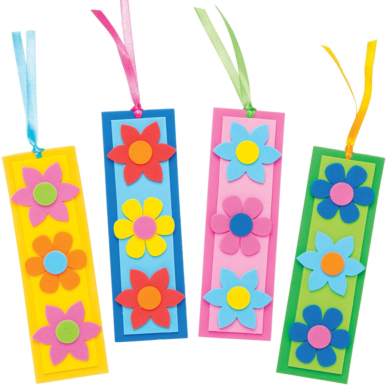 Baker Ross AT387 Flower Mix & Match Bookmark Kits - Pack of 8, Make Your Own Book Marker for Creative Arts and Crafts Projects, and Learning to Read