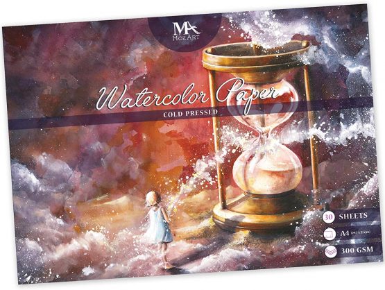 Watercolour Pad – 30 Sheets, A4 Sized Paper (300 GSM) – Cold Pressed Watercolour Paper Ideal for Professionals and Students – MozArt Supplies